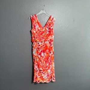 Adrianna Papell NWT Floral Faux Wrap Midi Dress Size 14